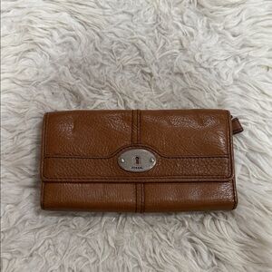 Fossil Brown Leather Trifold Wallet